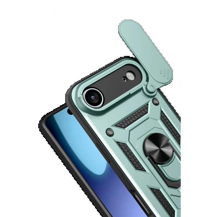 CPT05 Apple iPhone 17 Air Pars Lens Yüzüklü Silikon - Yeşil