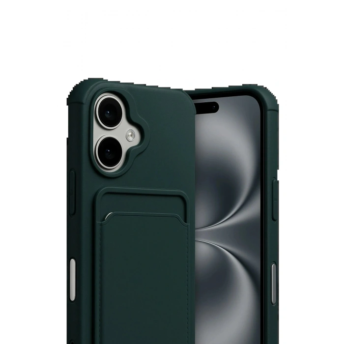 CPT05 Apple iPhone 17 Kelvin Kartvizitli Silikon - Koyu Yeşil