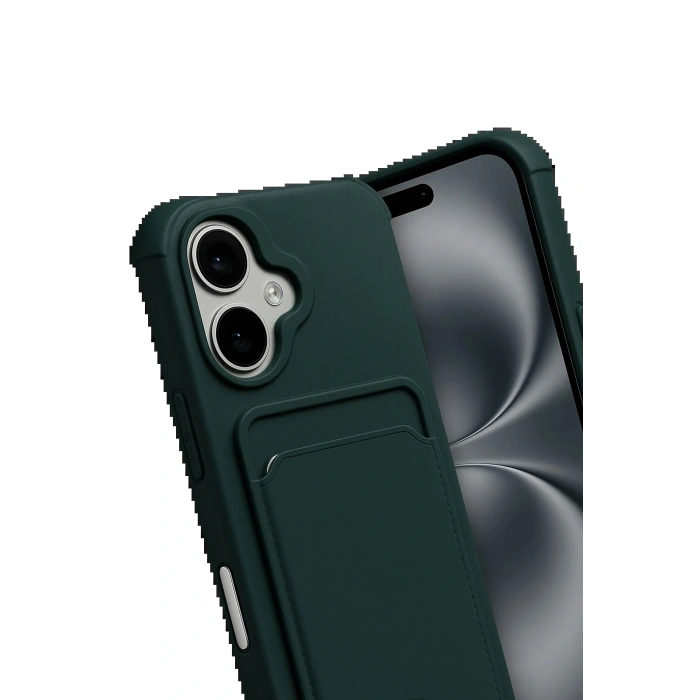 CPT05 Apple iPhone 17 Kelvin Kartvizitli Silikon - Koyu Yeşil