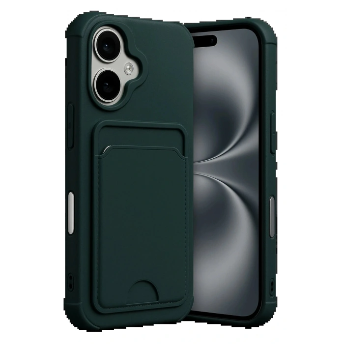 CPT05 Apple iPhone 17 Kelvin Kartvizitli Silikon - Koyu Yeşil