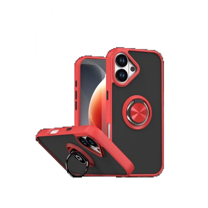 CPT05 Apple iPhone 17 Montreal Yüzüklü Silikon Kapak - Kırmızı