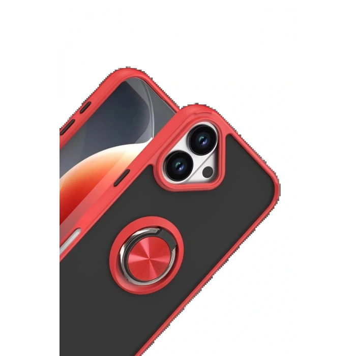 CPT05 Apple iPhone 17 Montreal Yüzüklü Silikon Kapak - Kırmızı