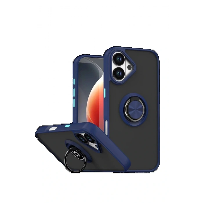 CPT05 Apple iPhone 17 Montreal Yüzüklü Silikon Kapak - Lacivert