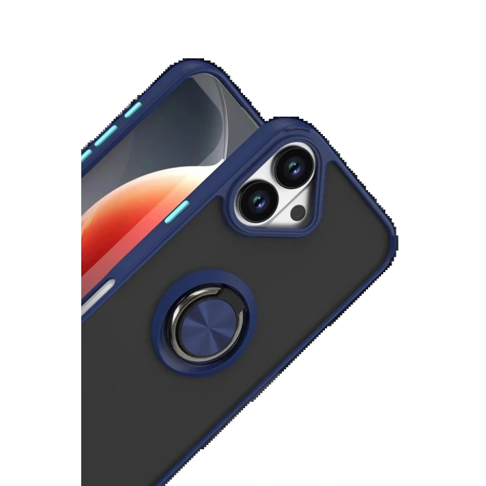 CPT05 Apple iPhone 17 Montreal Yüzüklü Silikon Kapak - Lacivert