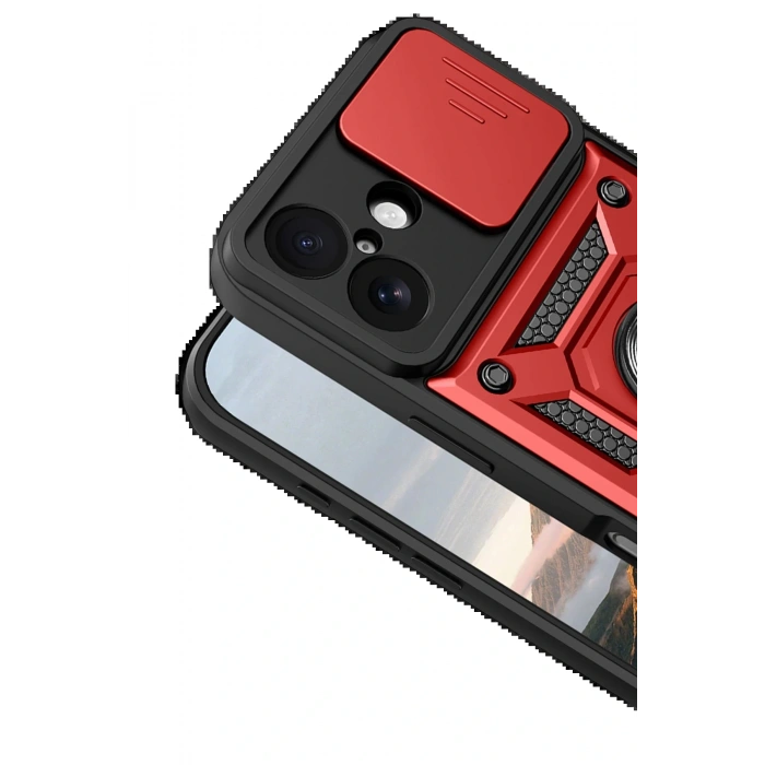 CPT05 Apple iPhone 17 Pars Lens Yüzüklü Silikon - Kırmızı