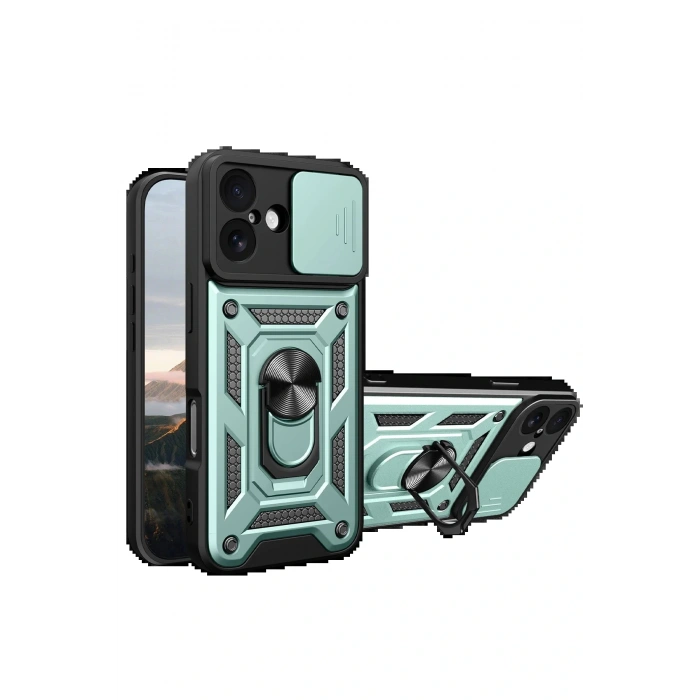 CPT05 Apple iPhone 17 Pars Lens Yüzüklü Silikon - Yeşil