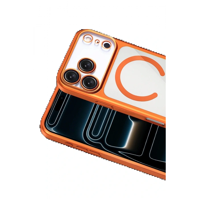 CPT05 Apple iPhone 17 Pro Chrome Magsafe Kapak - Turuncu