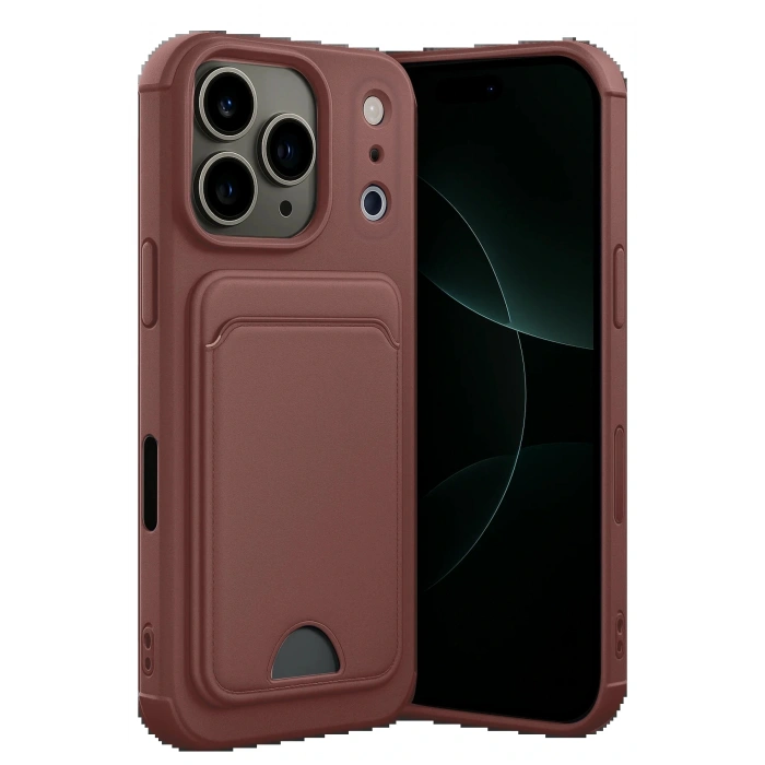 CPT05 Apple iPhone 17 Pro Max Kelvin Kartvizitli Silikon - Bordo