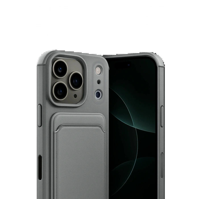 CPT05 Apple iPhone 17 Pro Max Kelvin Kartvizitli Silikon - Gri