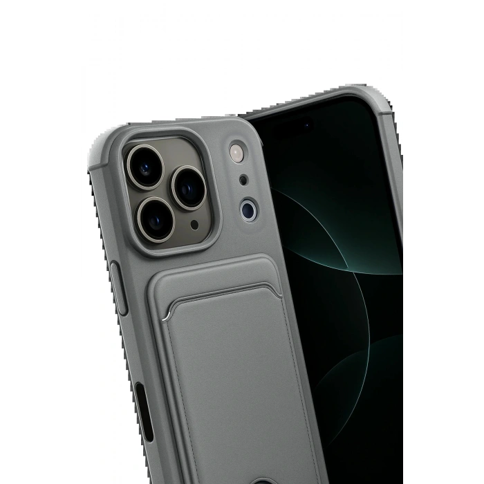 CPT05 Apple iPhone 17 Pro Max Kelvin Kartvizitli Silikon - Gri