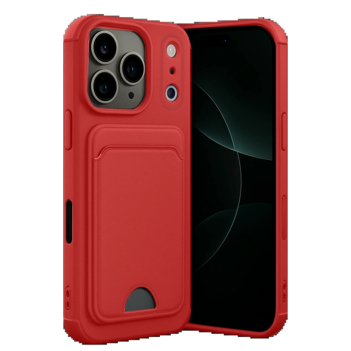 CPT05 Apple iPhone 17 Pro Max Kelvin Kartvizitli Silikon - Kırmızı