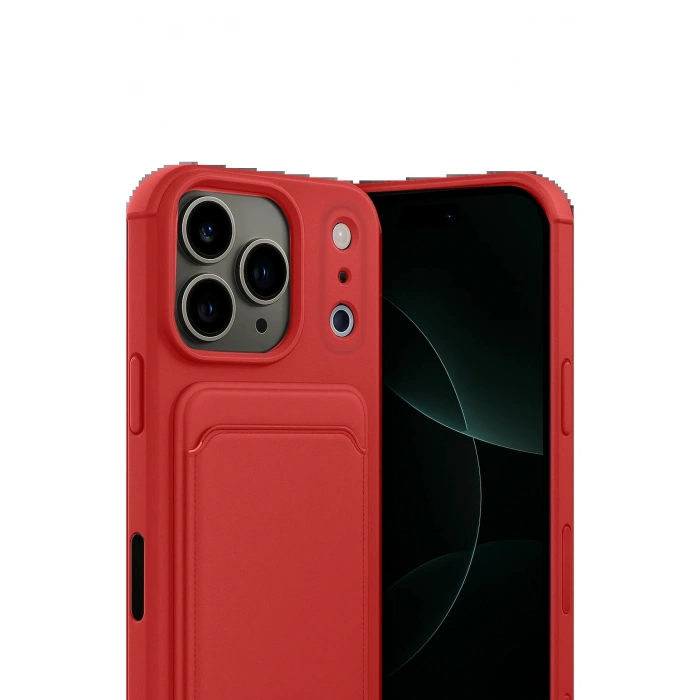 CPT05 Apple iPhone 17 Pro Max Kelvin Kartvizitli Silikon - Kırmızı