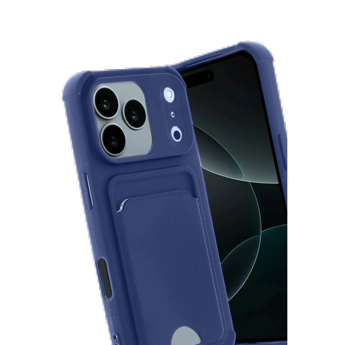 CPT05 Apple iPhone 17 Pro Max Kelvin Kartvizitli Silikon - Lacivert