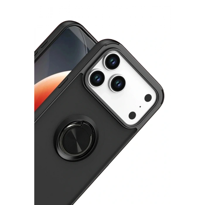 CPT05 Apple iPhone 17 Pro Max Montreal Yüzüklü Silikon Kapak - Siyah