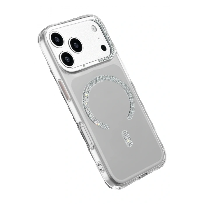 CPT05 Apple iPhone 17 Pro Max Tash Diamond Magsafe Kapak - Beyaz