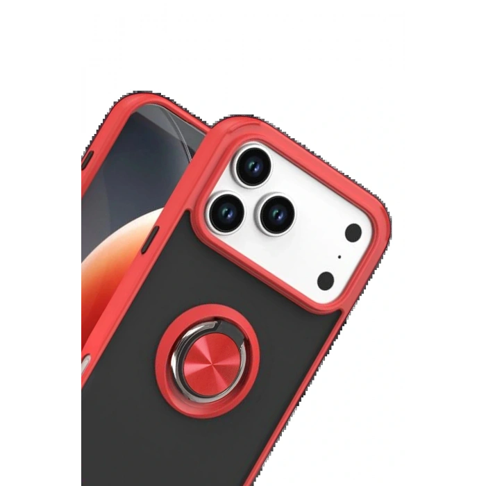 CPT05 Apple iPhone 17 Pro Montreal Yüzüklü Silikon Kapak - Kırmızı