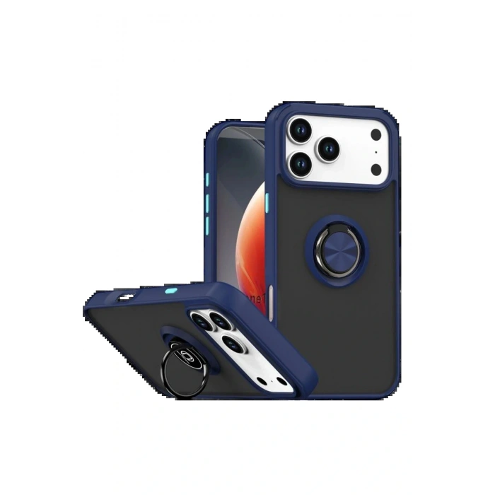 CPT05 Apple iPhone 17 Pro Montreal Yüzüklü Silikon Kapak - Lacivert