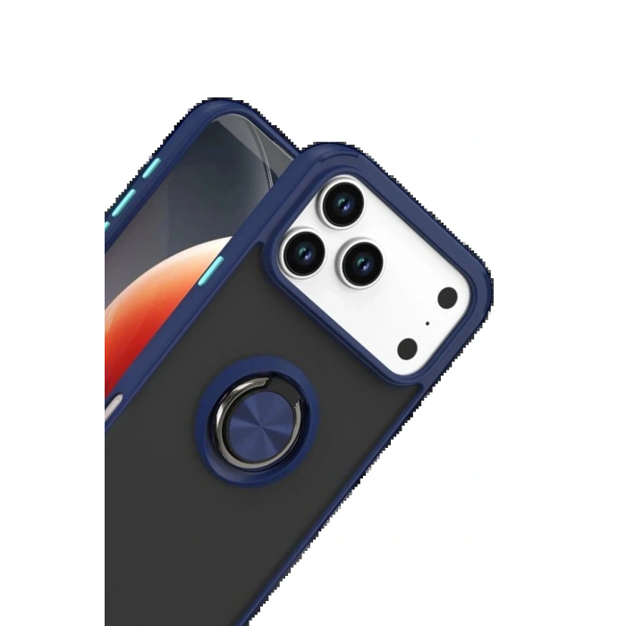 CPT05 Apple iPhone 17 Pro Montreal Yüzüklü Silikon Kapak - Lacivert