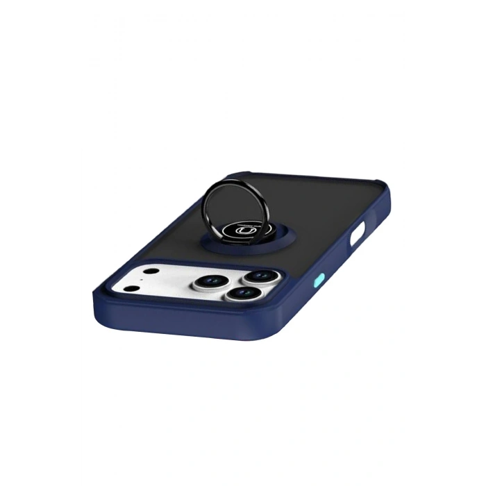 CPT05 Apple iPhone 17 Pro Montreal Yüzüklü Silikon Kapak - Lacivert