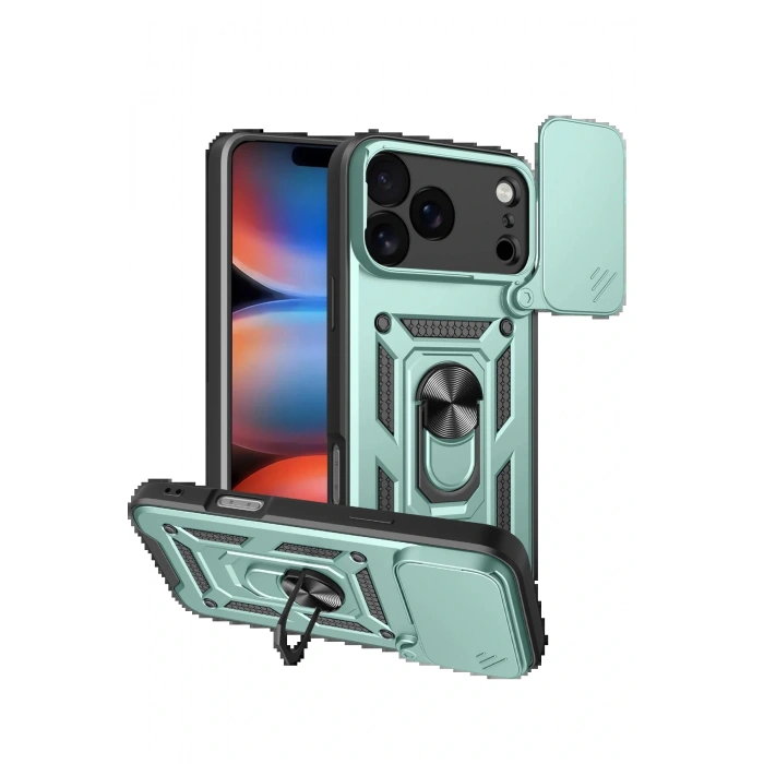 CPT05 Apple iPhone 17 Pro Pars Lens Yüzüklü Silikon - Yeşil