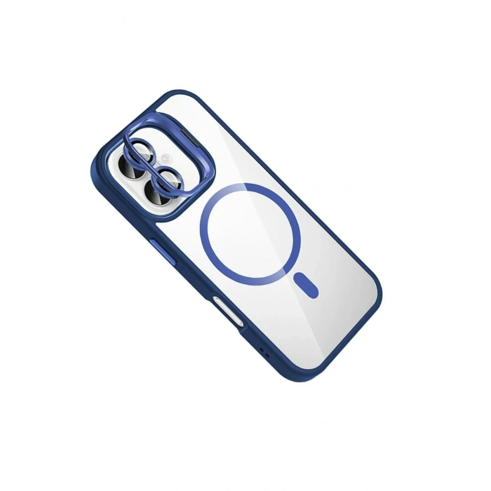 CPT05 Apple iPhone 17 Remim Lensli Magsafe Standlı Kapak - Lacivert