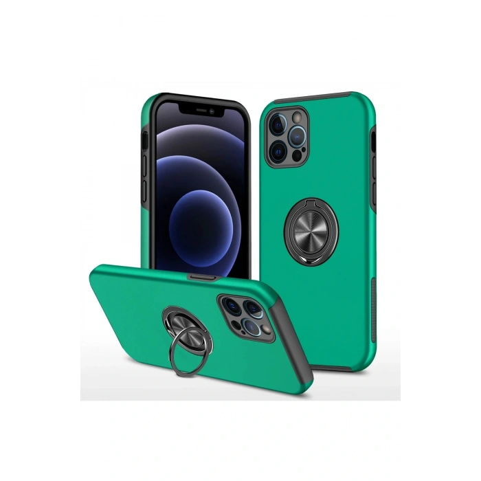CPT05 iPhone 12 Pro Max Kılıf Elit Yüzüklü Kapak - Yeşil