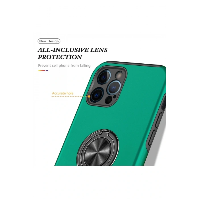 CPT05 iPhone 12 Pro Max Kılıf Elit Yüzüklü Kapak - Yeşil