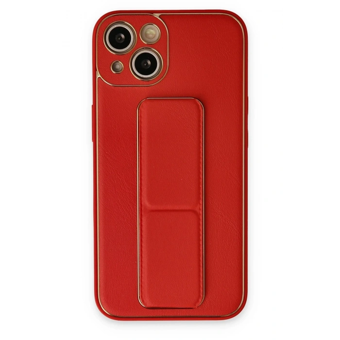 CPT05 iPhone 14 Kılıf Coco Deri Standlı Kapak - Kırmızı
