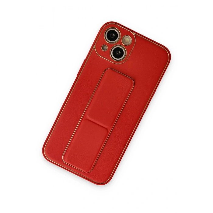 CPT05 iPhone 14 Kılıf Coco Deri Standlı Kapak - Kırmızı