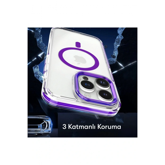 CPT05 iPhone 15 Pro Bella Magsafe Kapak - Mavi