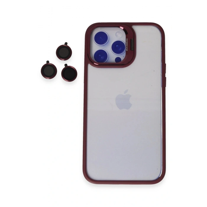 CPT05 iPhone 15 Pro Kılıf Roblox Lens Standlı Kapak - Bordo