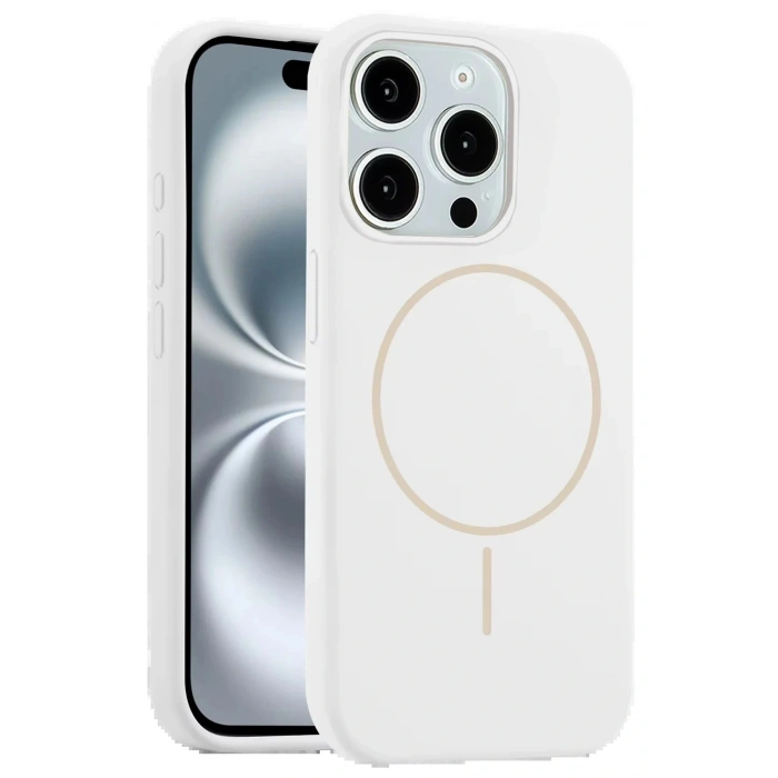 CPT05 iPhone 15 Pro Max Kılıf Jully Magsafe Kapak - Beyaz