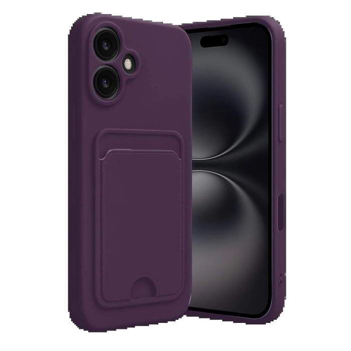 CPT05 iPhone 16 Kılıf Kelvin Kartvizitli Silikon - Derin Mor