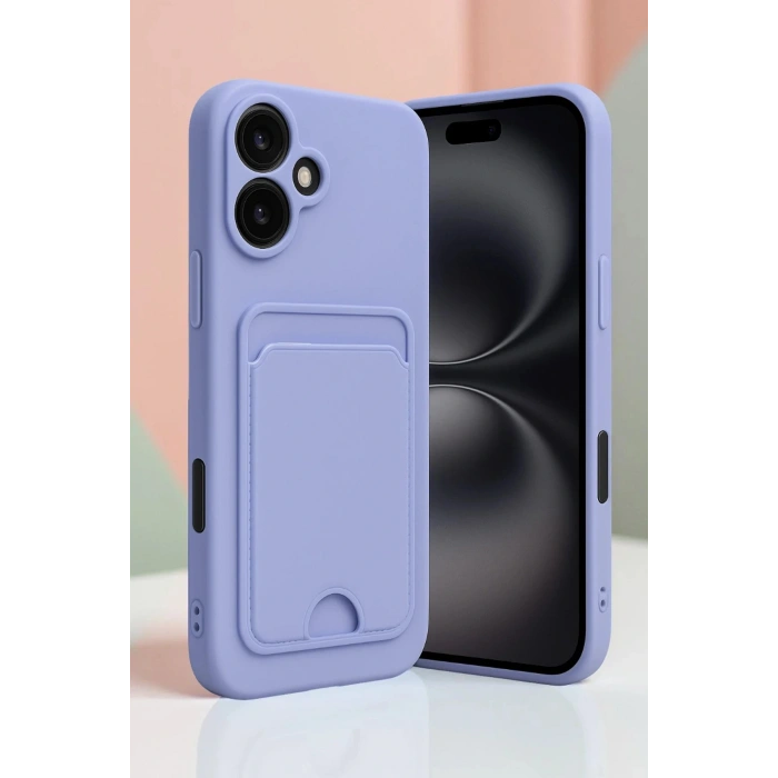 CPT05 iPhone 16 Kılıf Kelvin Kartvizitli Silikon - Derin Mor