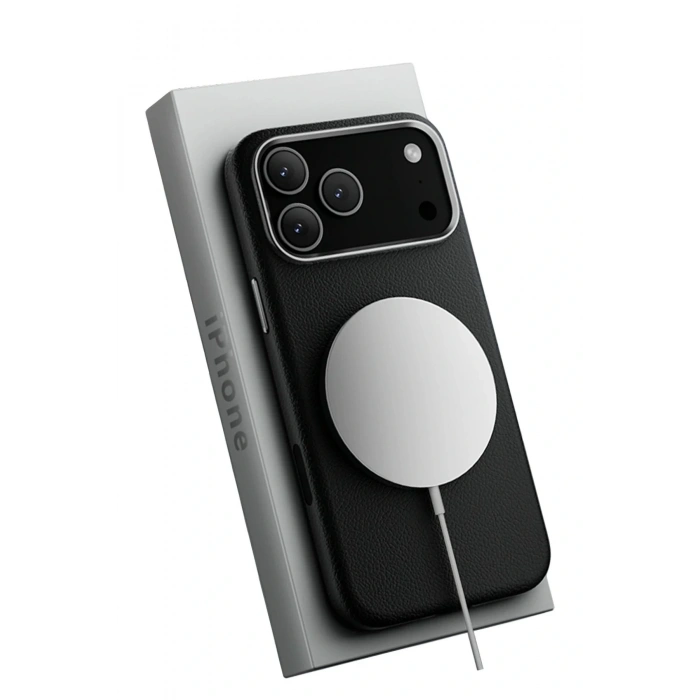 CPT05 iPhone 17 Pro Max Wonder Deri Magsafe Kapak - Siyah