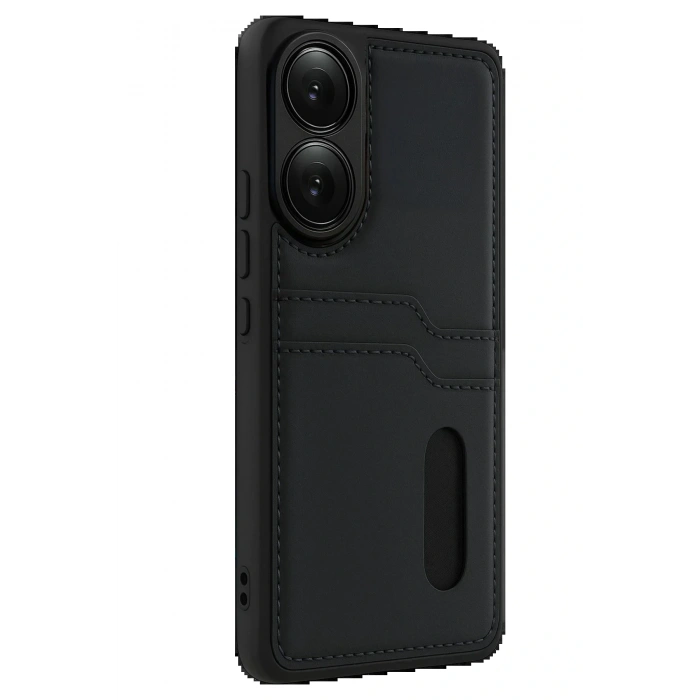 CPT05 Oppo A38 Sara Kartvizitli Deri Kılıf - Siyah