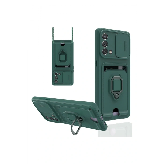 CPT05 Oppo A74 4G Kılıf Zuma Kartvizitli Yüzüklü Silikon - Yeşil