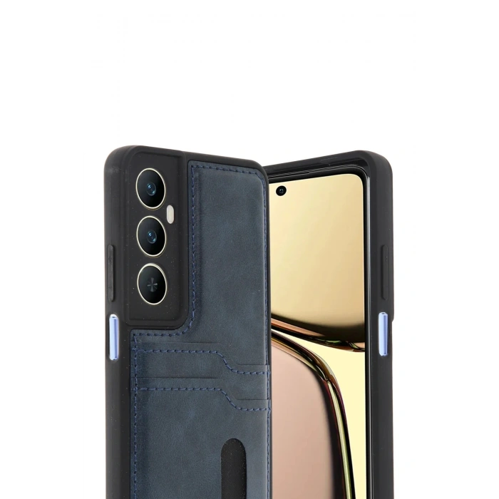 CPT05 Realme C65 Sara Kartvizitli Deri Kılıf - Lacivert