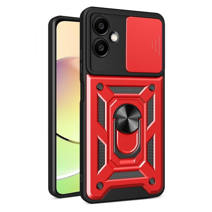 CPT05 Samsung Galaxy A07 4G Pars Lens Yüzüklü Silikon - Kırmızı