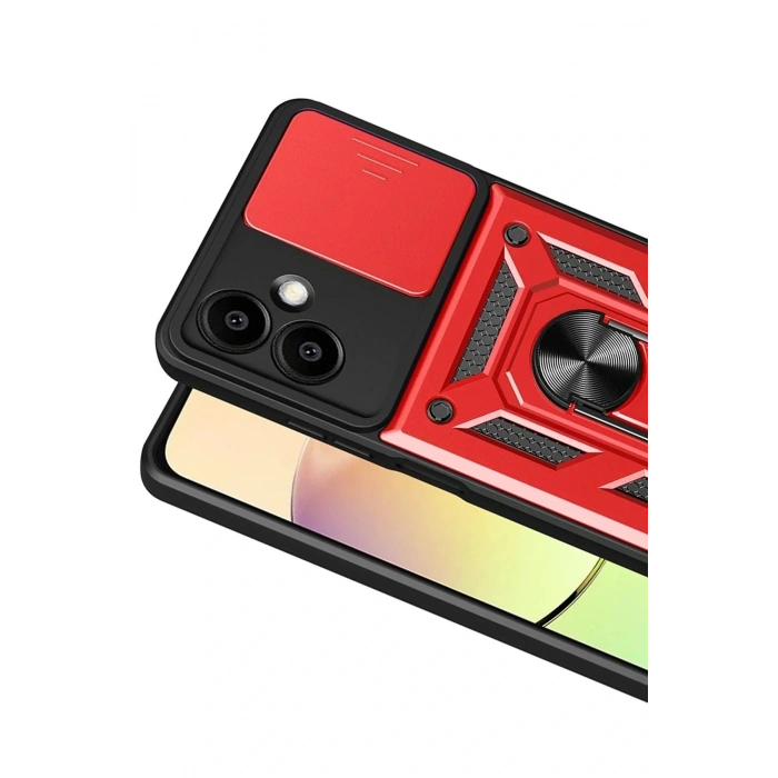 CPT05 Samsung Galaxy A07 4G Pars Lens Yüzüklü Silikon - Kırmızı