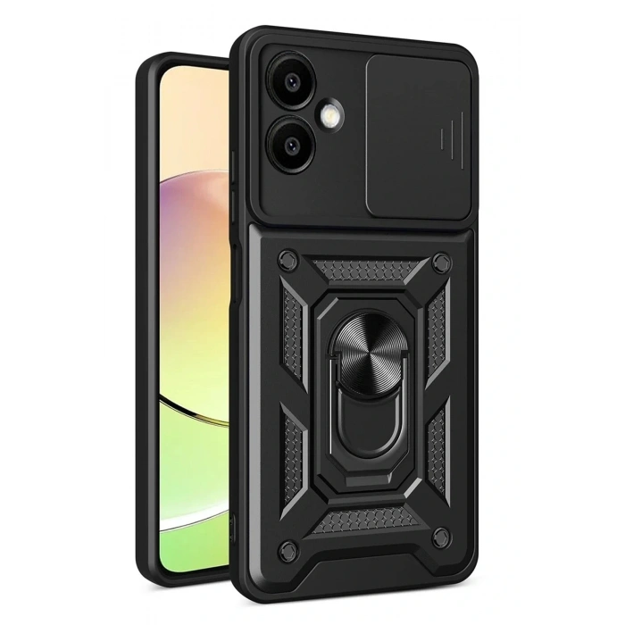 CPT05 Samsung Galaxy A07 4G Pars Lens Yüzüklü Silikon - Siyah