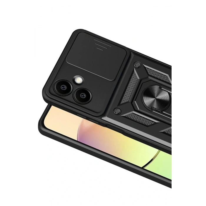 CPT05 Samsung Galaxy A07 4G Pars Lens Yüzüklü Silikon - Siyah