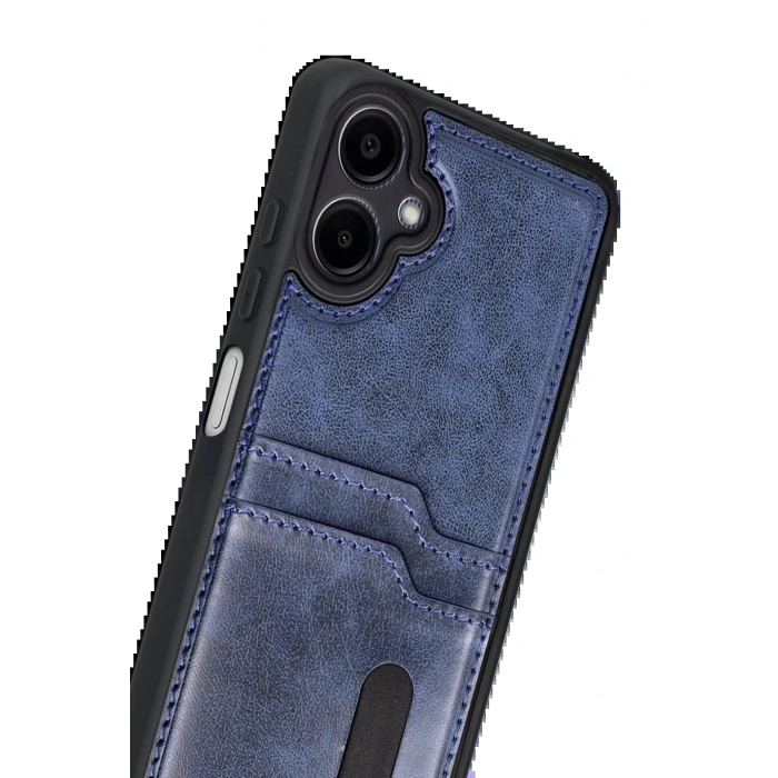 CPT05 Samsung Galaxy A07 4G Sara Kartvizitli Deri Kılıf - Lacivert