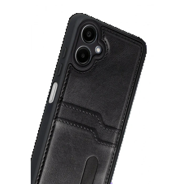 CPT05 Samsung Galaxy A07 4G Sara Kartvizitli Deri Kılıf - Siyah