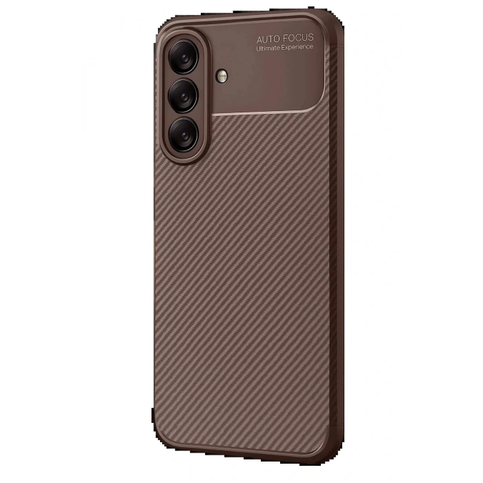 CPT05 Samsung Galaxy A56 Kılıf Auto Focus Karbon Kapak - Kahverengi