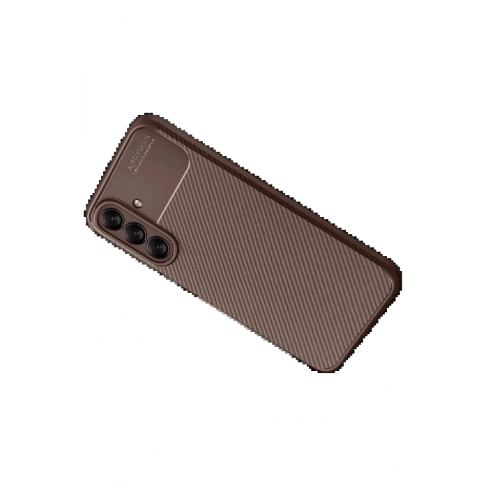 CPT05 Samsung Galaxy A56 Kılıf Auto Focus Karbon Kapak - Kahverengi