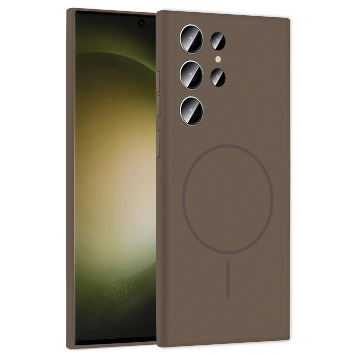 CPT05 Samsung Galaxy S23 Ultra Kılıf Jully Magsafe Kapak - Kahverengi