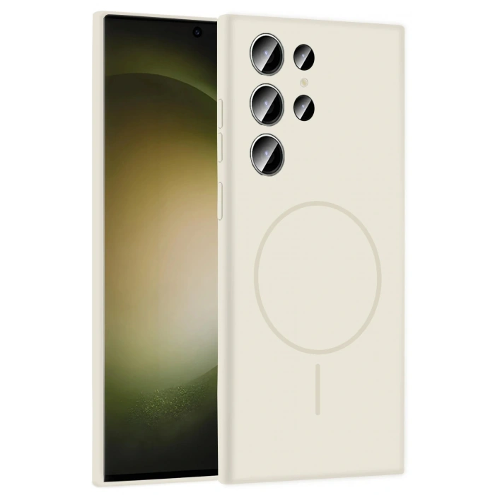 CPT05 Samsung Galaxy S23 Ultra Kılıf Jully Magsafe Kapak - Pudra