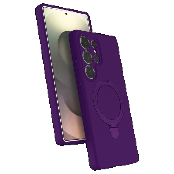 CPT05 Samsung Galaxy S23 Ultra Regal Magsafe Standlı Kapak - Derin Mor