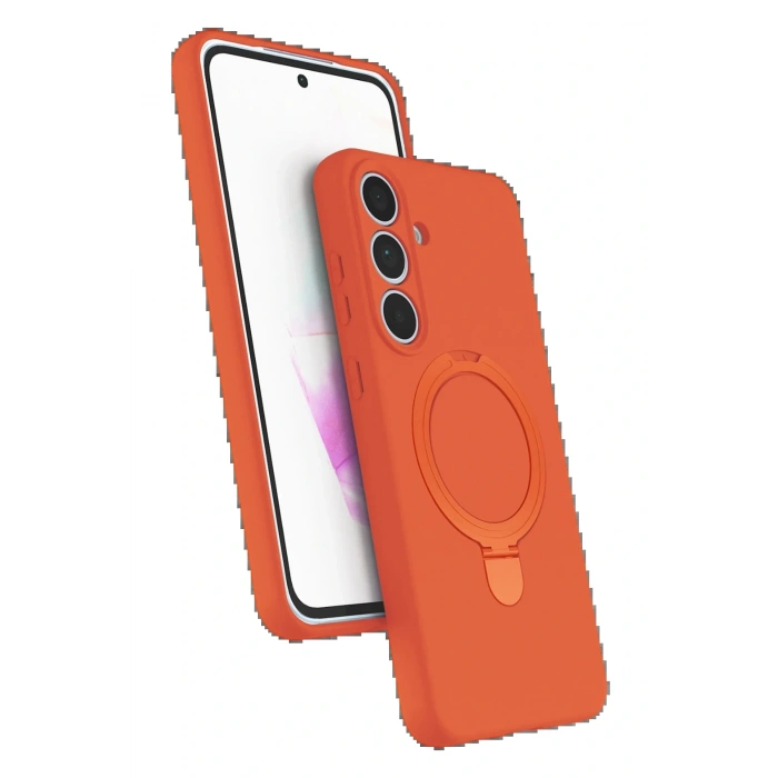 CPT05 Samsung Galaxy S24 FE Regal Magsafe Standlı Kapak - Turuncu